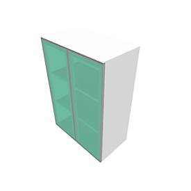 Glastürenschrank SOLUS PLAY, 3 Ordnerhöhen, grifflos, satiniert, B 800 x T 440 x H 1122 mm, weiß