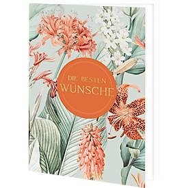 Glückwunschkarte Korsch Die besten Wünsche, mit buntem Motiv & Umschlägen, Hochformat, B 115 x H 170 mm, Karton, reinweiß, 10 Stück