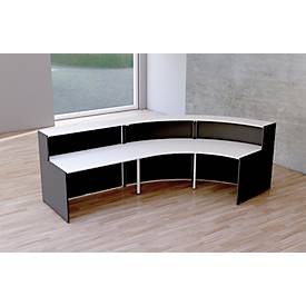 Große Bogen-Empfangstheke Faro, mit Ablage und Seitenplatten, B 3320 x T 1800 x H 1120 mm, anthrazit/anthrazit