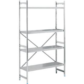 Grundregal, Edelstahl, geschlossene Böden, B 1200 x T 400 mm