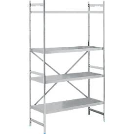 Grundregal, Edelstahl, geschlossene Böden, B 1200 x T 500 mm