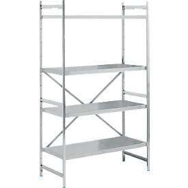 Grundregal, Edelstahl, geschlossene Böden, B 1200 x T 600 mm