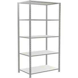 Grundregal H 2000 x B 1000 xT 600 mm, lichtgrau, mit 5 Böden