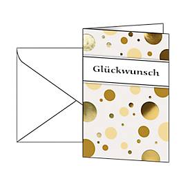 Grußkarte Sigel „Golden Bubble“, Format B6, 115 x 170 mm, mit weißen & gummierten Umschlägen, FSC®-Glanzkarton mit Goldp