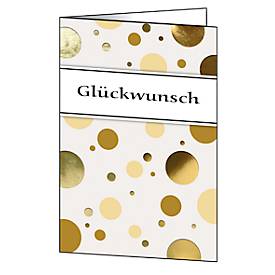 Grußkarte Sigel „Golden Bubble“, Format B6, 115 x 170 mm, mit weißen & gummierten Umschlägen, FSC®-Glanzkarton mit Goldprägung, 10 Stück