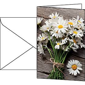 Grußkarte Sigel „Summery“, Format B6, 115 x 170 mm, mit weißen & gummierten Umschlägen, grau-weiß, FSC®-Glanzkarton, 10 