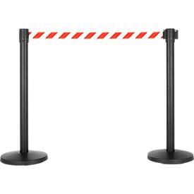 Gurtabsperrpfosten, 2er-Set, schwarz, Gurt rot/weiß
