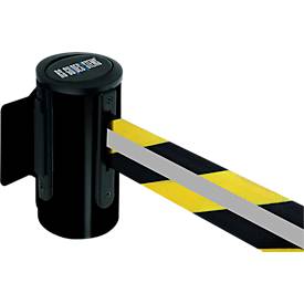 Gurtband RS-GUIDESYSTEMS GLW25J, Wandmontage, inkl. Reflexionsstreifen, L 2300-3500 mm, Gehäuse B 100 x T 75 x H 120 mm, gelb/schwarz