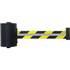 Gurtband RS-GUIDESYSTEMS GLW700, Wandmontage, inkl. Reflexionsstreifen, L 7000 mm, Gehäuse B 105 x T 113 x H 175 mm, gelb/schwarz