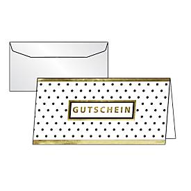 Gutscheinkarte Sigel „Golden Glimmer“, Format DIN lang, 210 x 105 mm, Innentext, mit transparenten Umschlägen, Glanzkart