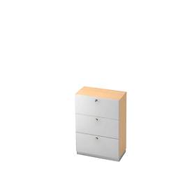 Hängeregistraturschrank, 3 OH, B 800 x T 420 mm, Ahorn-Dekor/silber