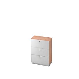 Hängeregistraturschrank, 3 OH, B 800 x T 420 mm, Nussbaum-Dekor/silber