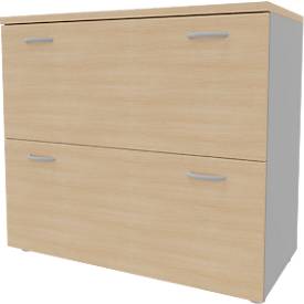 Hängeregistraturschrank ARLON OFFICE, 2 Ordnerhöhen, B 900 x T 450 x H 816 mm, Eiche-Dekor/alu