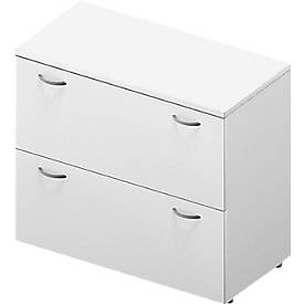 Hängeregistraturschrank ARLON OFFICE, 2 Ordnerhöhen, B 900 x T 450 x H 816 mm, weiß/weiß