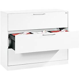 Hängeregistraturschrank ASISTO C 3000, 3 Schubladen, 3-bahnig, B 1200 mm, weiß/weiß