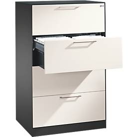 Hängeregistraturschrank ASISTO C 3000, 4 Schubladen, 2-bahnig, B 800 mm, anthrazit/weiß