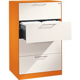 Image of Hängeregistraturschrank ASISTO C 3000, 4 Schubladen, 2-bahnig, B 800 mm, orange/weiß