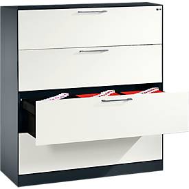 Hängeregistraturschrank ASISTO C 3000, 4 Schubladen, 3-bahnig, B 1200 mm, anthrazit/weiß