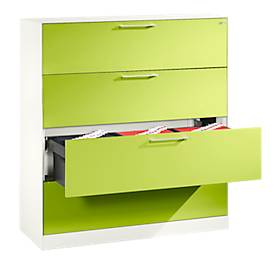 Hängeregistraturschrank ASISTO C 3000, 4 Schubladen, 3-bahnig, B 1200 mm, weiß/weiß