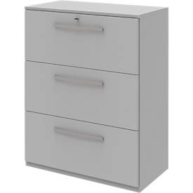 Hängeregistraturschrank BARI, 3 Auszüge, Zentralverriegelung, B 819 x T 430 x H 1117 mm, hellgrau