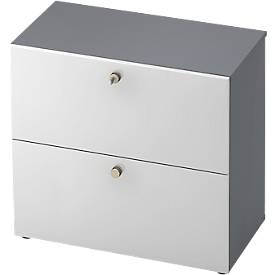 Hängeregistraturschrank TOPAS LINE, 2 Ordnerhöhen, mit Vollauszug, graphit/weiß