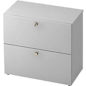 Hängeregistraturschrank TOPAS LINE, 2 Ordnerhöhen, mit Vollauszug, lichtgrau/lichtgrau