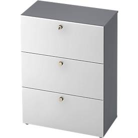 Hängeregistraturschrank TOPAS LINE, 3 Ordnerhöhen, mit Vollauszug, graphit/weiß