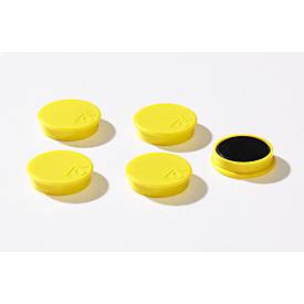 Haftmagnete, Ø 30 mm, Haftkraft ca. 700 g, 5 Stück, gelb