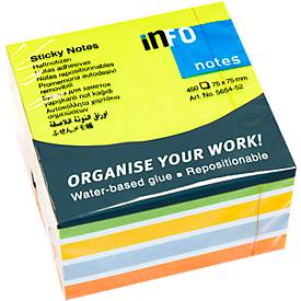 Haftnotizen Brillant, Würfel mit 450 Blatt, B 75 x H 75 mm, 5 Farben