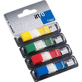 Haftnotizen INFO FLAGS, Z-Faltung, beschreibbar, selbstklebend, ablösbar, lösungsmittelfrei, 144 Blatt mit Spender, B 43 x H 12,5 mm, farbsortiert