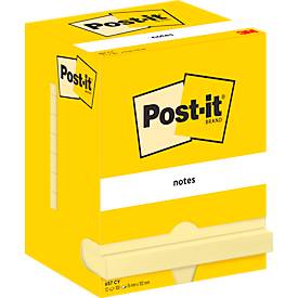 Haftnotizen Post-It 657, 12 Blöcke, 100 Blatt je Block, 76 x 102 mm, PEFC-zertifiziert, gelb