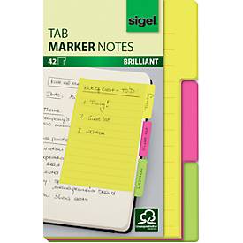Haftnotizen Sigel Tab Marker Notes, 3-farbig, 42 Blatt, 98 x 148 mm, beschreibbar