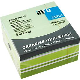 Haftnotizwürfel, L 75 x B 75 mm, 400 Blatt, Farbmix: Pastellgrün