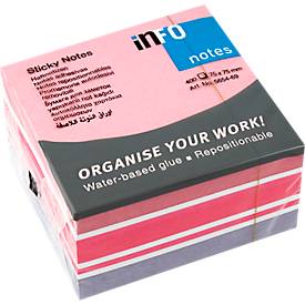 Haftnotizwürfel, L 75 x B 75 mm, 400 Blatt, Farbmix: Rosa