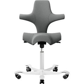HÅG Capisco 8106 Bürostuhl, höhen- und tiefenverstellbar, Aluminium-Fußkreuz, Hartrollen, Schaumstoff, dunkelgrau/weiß