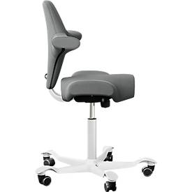 HÅG Capisco 8106 Bürostuhl, höhen- und tiefenverstellbar, Aluminium-Fußkreuz, Hartrollen, Schaumstoff, dunkelgrau/weiß