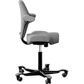 HÅG Capisco 8106 Bürostuhl, höhen- und tiefenverstellbar, Aluminium-Fußkreuz, Hartrollen, Schaumstoff, hellgrau/schwarz