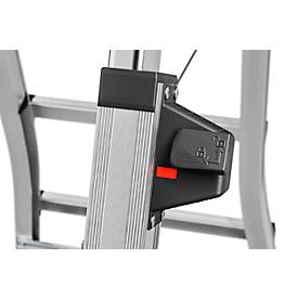 HAILO Alu-Doppel-Teleskopleiter D100, 2 x 4 - 2 x 6 Stufen, Spreizsicherung, Kunststofffüße, bis 287 cm Arbeitshöhe, bis 150 kg