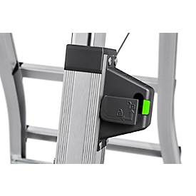 HAILO Alu-Doppel-Teleskopleiter D100, 2 x 4 - 2 x 6 Stufen, Spreizsicherung, Kunststofffüße, bis 287 cm Arbeitshöhe, bis 150 kg