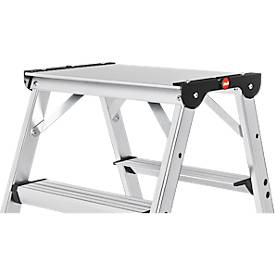 Hailo Alu-Sicherheits-Doppelstufenleiter D60 StandardLine, 2 x 5 Stufen, Rutschschutz, Soft-Grip-Sohle, bis 150 kg, EN 131, aluminium