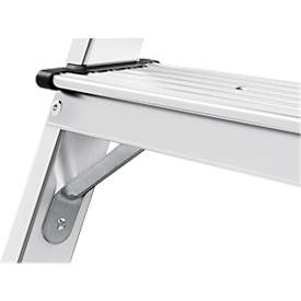 Hailo Alu-Sicherheits-Doppelstufenleiter D60 StandardLine, 2 x 5 Stufen, Rutschschutz, Soft-Grip-Sohle, bis 150 kg, EN 131, aluminium