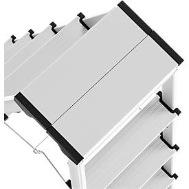 Hailo Alu-Sicherheits-Doppelstufenleiter D60 StandardLine, 2 x 7 Stufen, Rutschschutz, Soft-Grip-Sohle, bis 150 kg, EN 131, aluminium