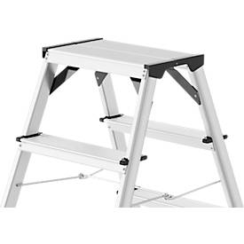 Hailo Alu-Sicherheits-Doppelstufenleiter D60 StandardLine, 2 x 7 Stufen, Rutschschutz, Soft-Grip-Sohle, bis 150 kg, EN 131, aluminium