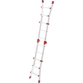 HAILO M80 Multifunktionsleiter 4x3 Sprossen aus Aluminium, als Steh- und Anlegeleiter nutzbar, Arbeitshöhe bis 3,71 m