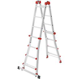 HAILO M80 Multifunktionsleiter 4x4 Sprossen aus Aluminium, als Steh-, Anlege- und Treppenleiter nutzbar, Arbeitshöhe bis 4,70 m
