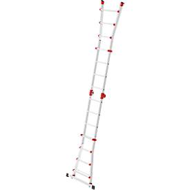 HAILO M80 Multifunktionsleiter 4x4 Sprossen aus Aluminium, als Steh-, Anlege- und Treppenleiter nutzbar, Arbeitshöhe bis 4,70 m