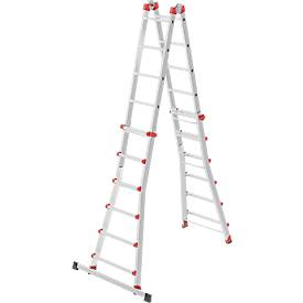 HAILO M80 Multifunktionsleiter 4x6 Sprossen aus Aluminium, als Steh-, Anlege- und Treppenleiter nutzbar, Arbeitshöhe bis 6,75 m