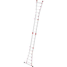 HAILO M80 Multifunktionsleiter 4x6 Sprossen aus Aluminium, als Steh-, Anlege- und Treppenleiter nutzbar, Arbeitshöhe bis 6,75 m