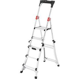 HAILO TL100 Alu-Teleskopleiter Topline, 3 - 5 Stufen, bis 309 cm, rutschfest, mit Ablageschale, bis 150 kg