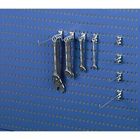 Haken R1 für Arbeitstisch TRESTON Quick Edge, bis 10 kg, ESD-leitfähig, reinraumgeeignet, Ø 4 x L 50 mm, Stahl galvanisiert, 5 Stück
